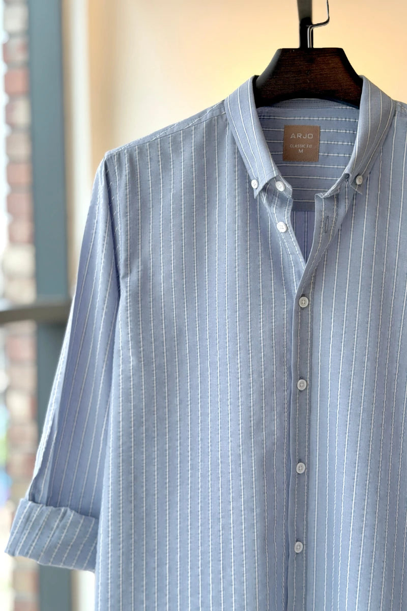 Dusty Blue With White Stripes Shirt