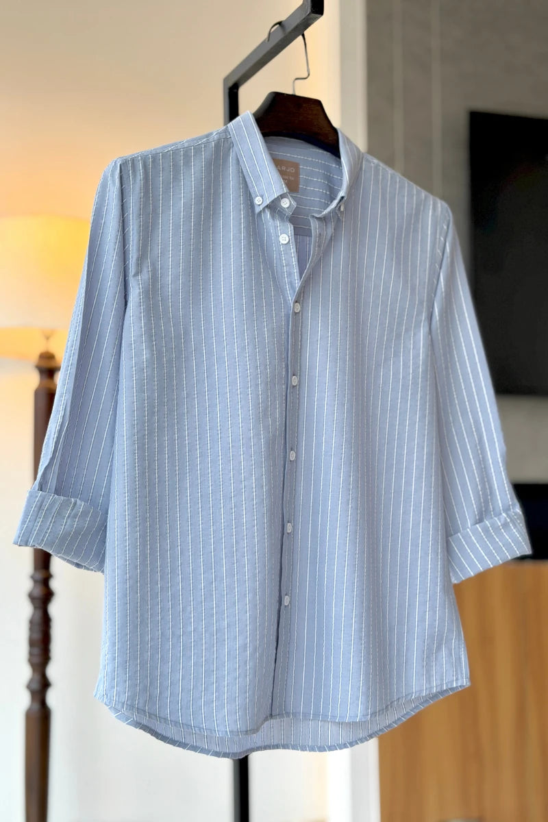 Dusty Blue With White Stripes Shirt