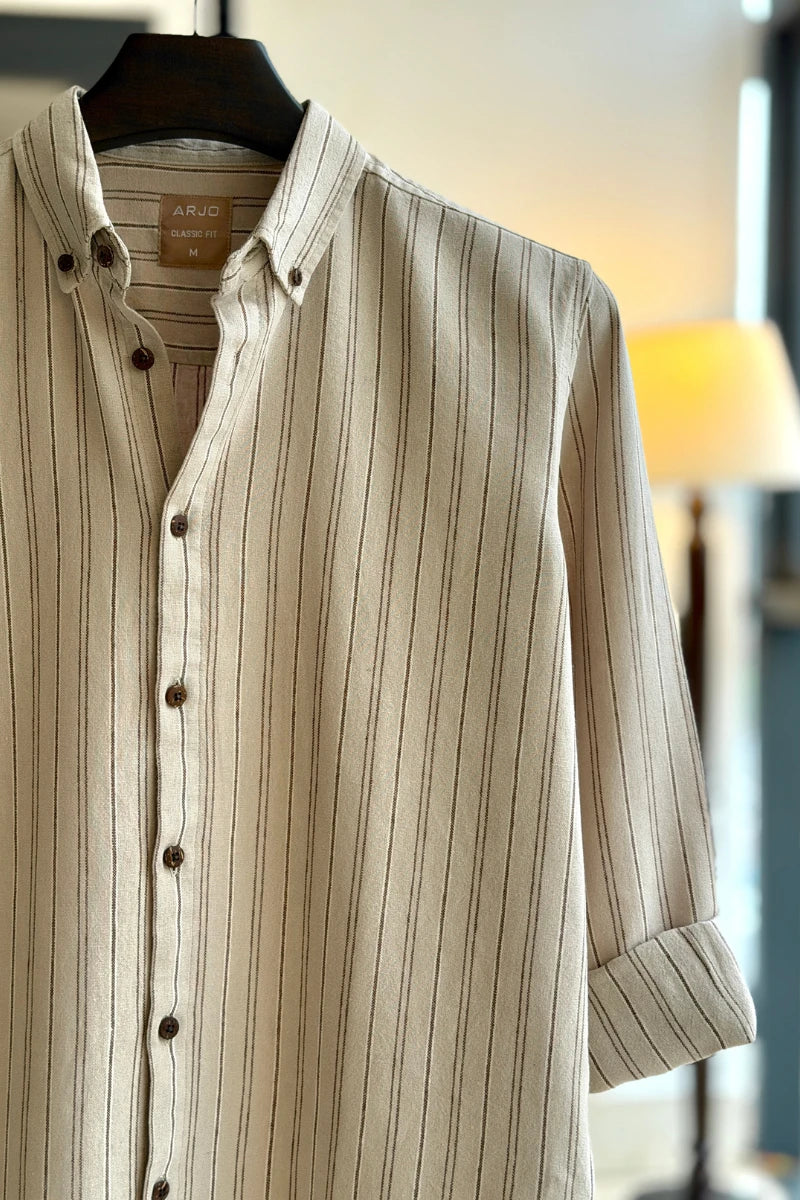 Sand Beige with Chocolate Stripes