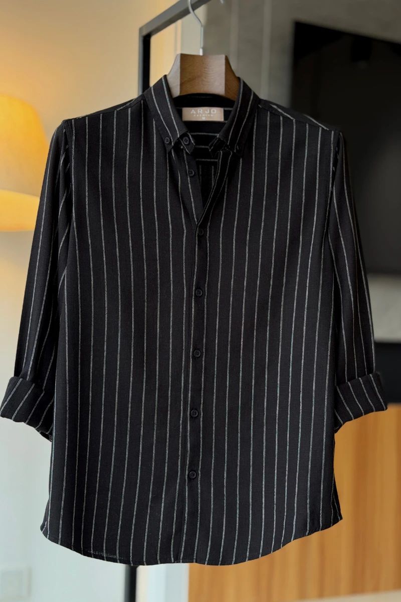 Black With White Pinstripes Shirt
