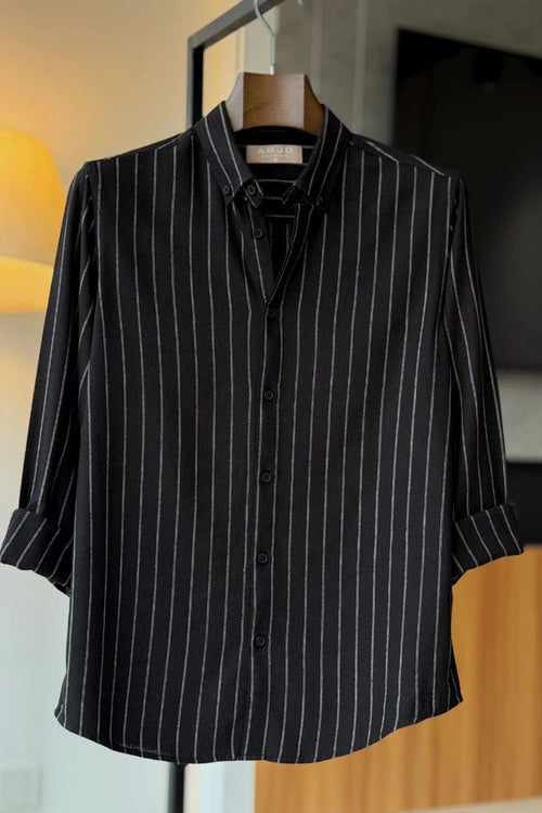 Black With White Pinstripes Shirt