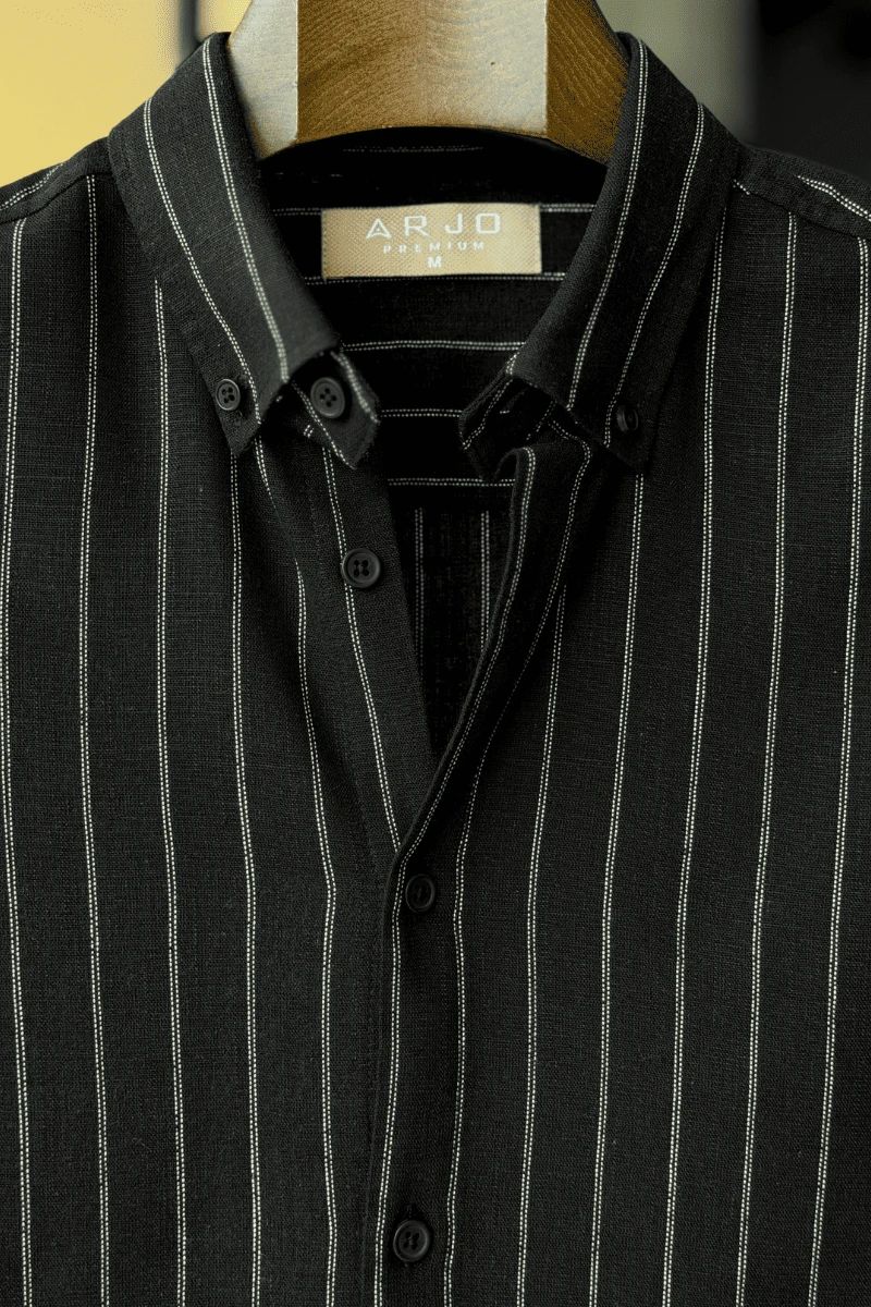 Black With White Pinstripes Shirt