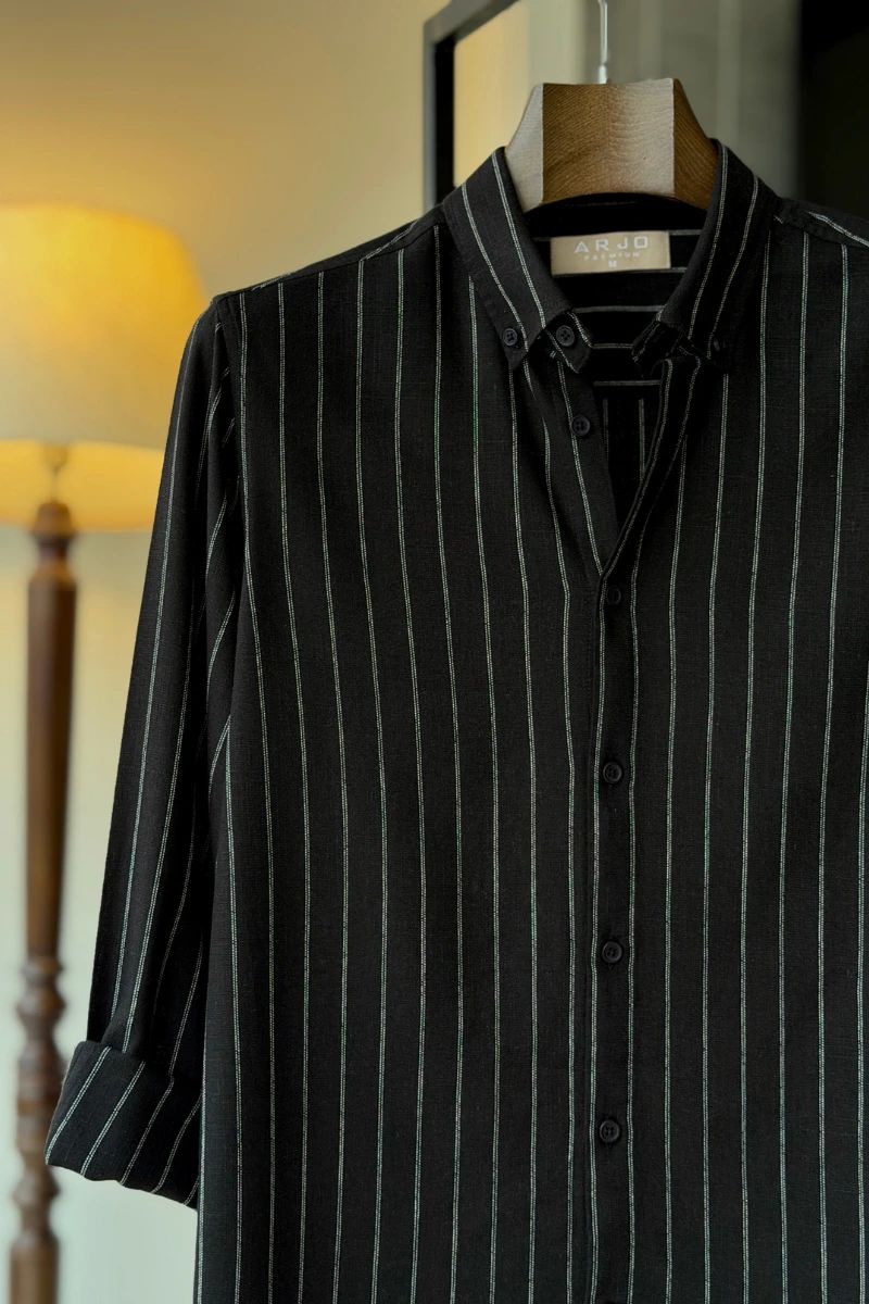 Black With White Pinstripes Shirt